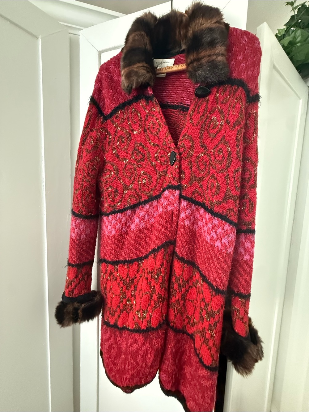 Susan Bristol wool sweater coat removable collar and cuffs